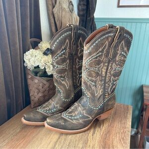 Brown and Blue Dan Post Boots